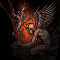 Warrior angel killing demons in hell realistic tattoo designs